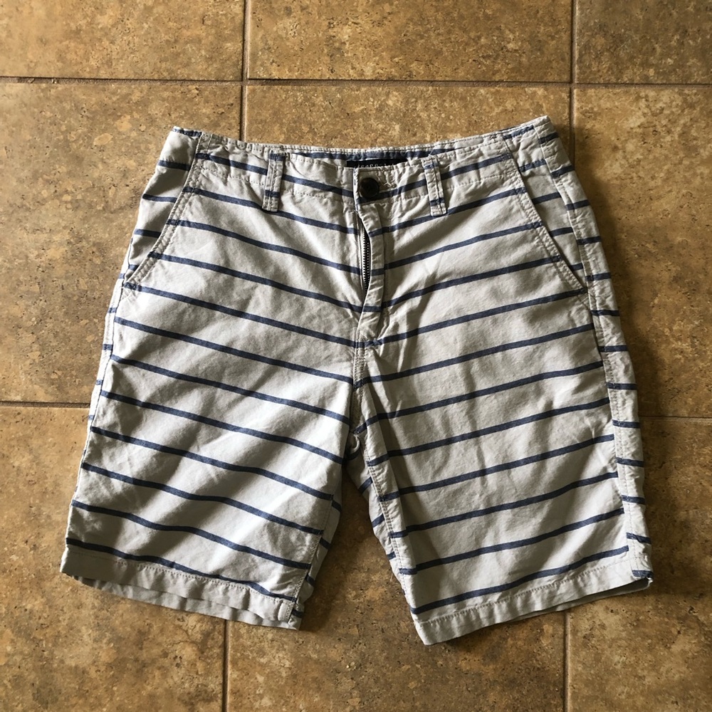 Aeropostale Men’s Gray and Blue Striped Shorts